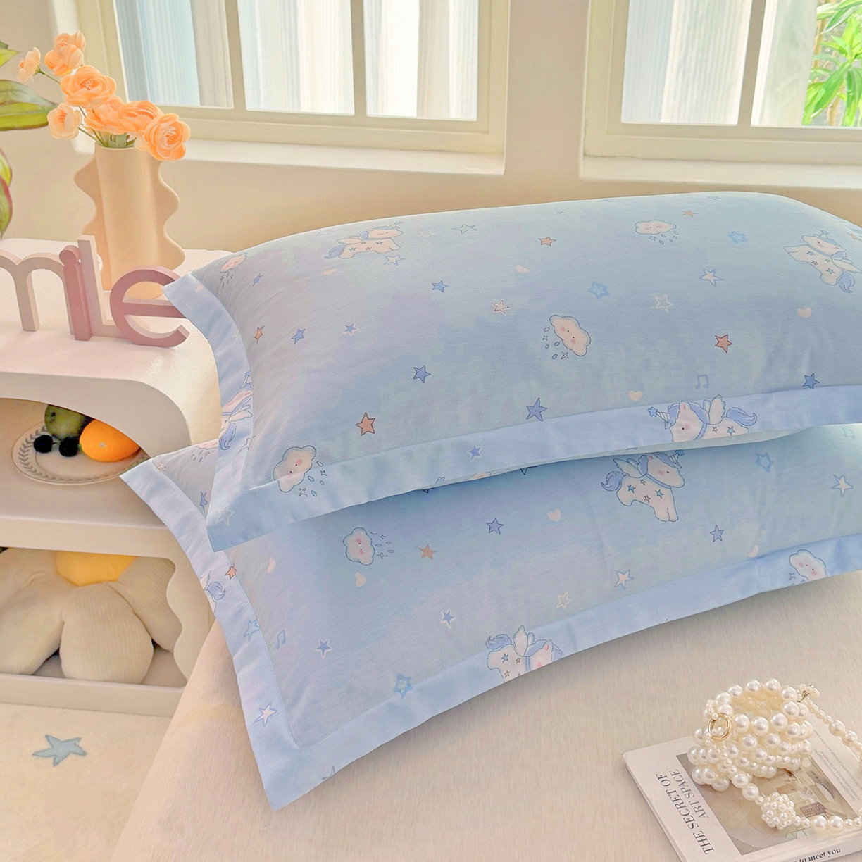 91家纺网 家纺一手货源 找家纺 安逸家纺 2026新款12868 全棉纯棉床单四件套学生宿舍纯棉床单款三件套 星星独角兽