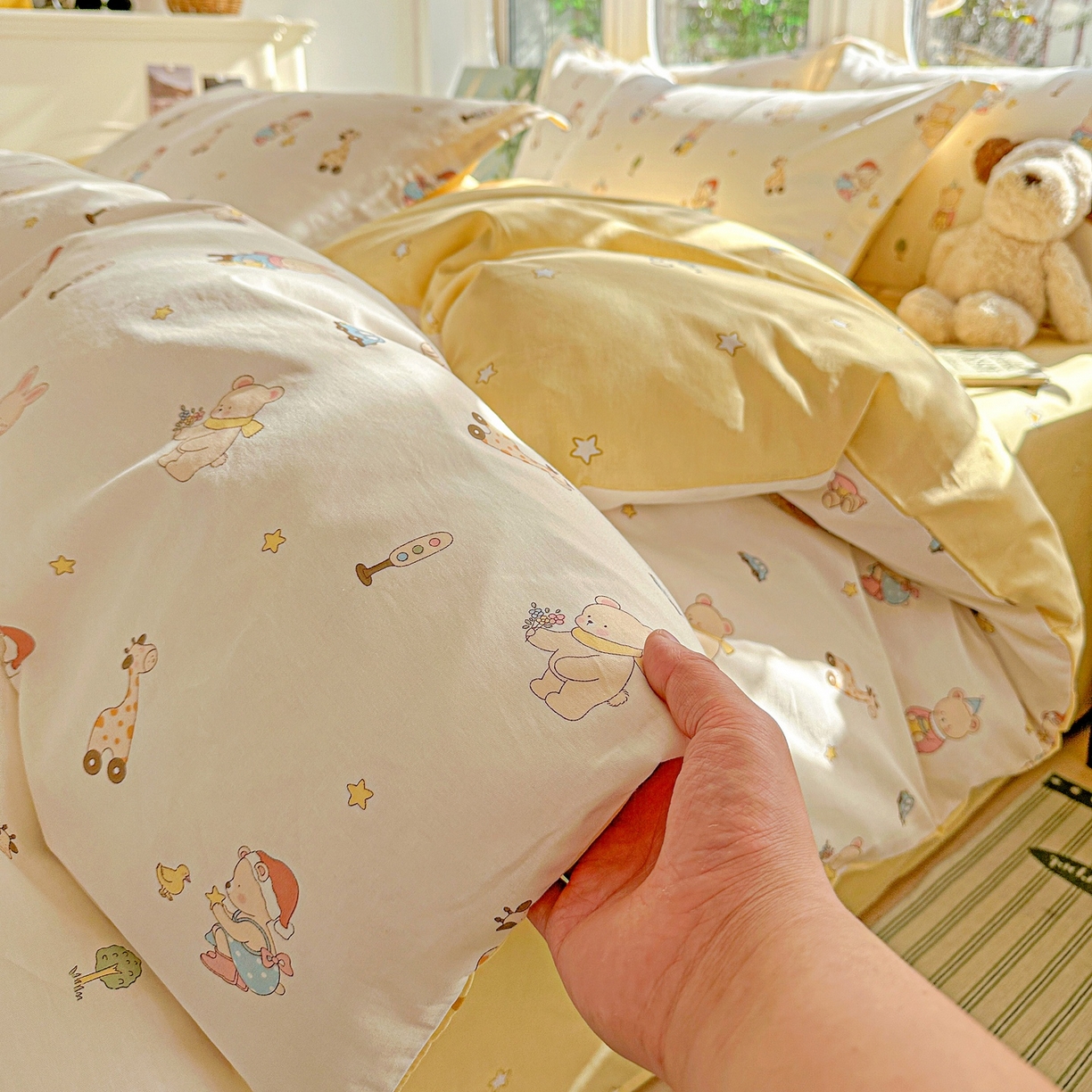 91家纺网 家纺一手货源 找家纺 恩泽家纺 2026春夏新款全棉纯棉12868印花四件套（提供买家秀，预留缩水率） 小萌物