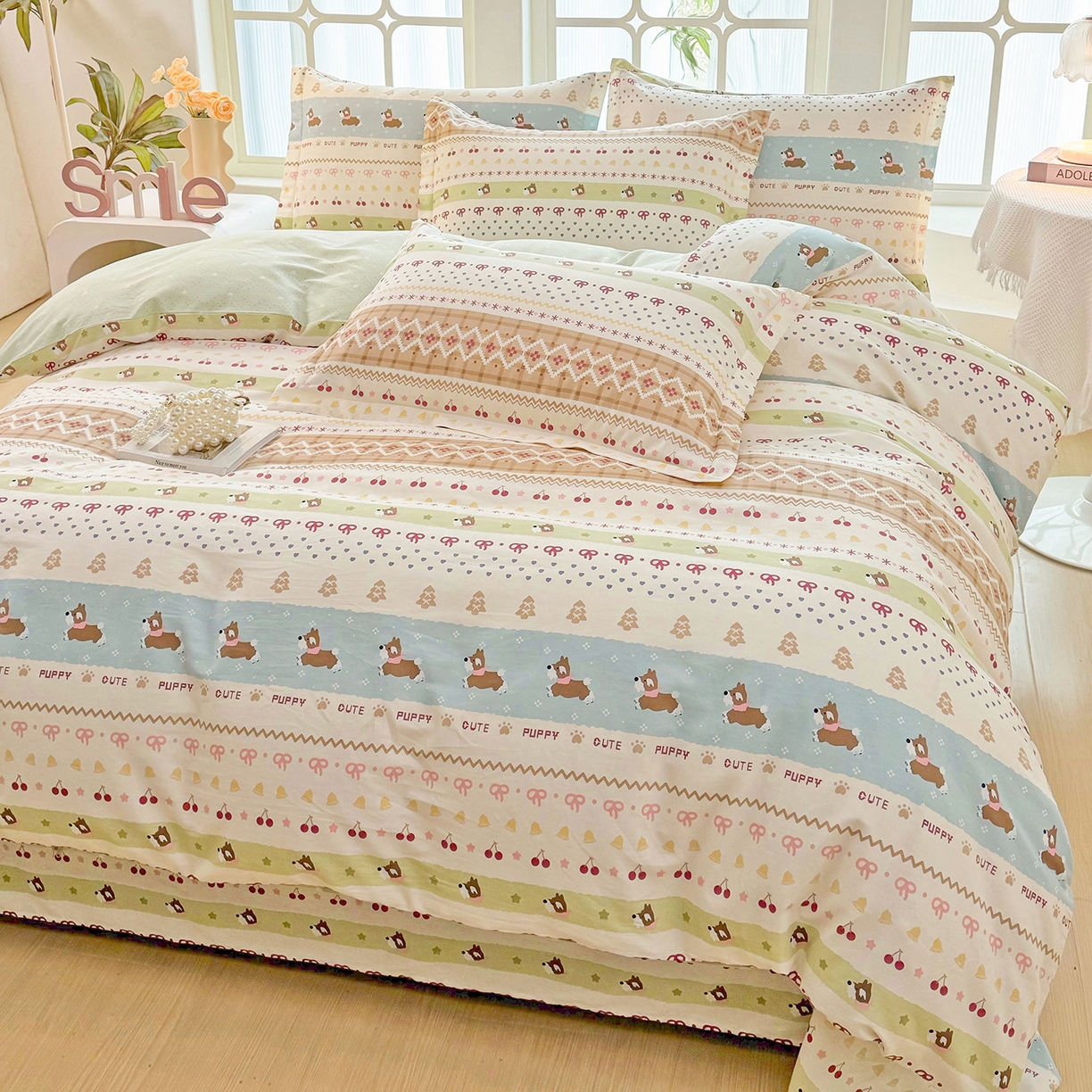 91家纺网 家纺一手货源 找家纺 安逸家纺 2026新款12868 全棉纯棉床单四件套学生宿舍纯棉床单款三件套 雪哈汪