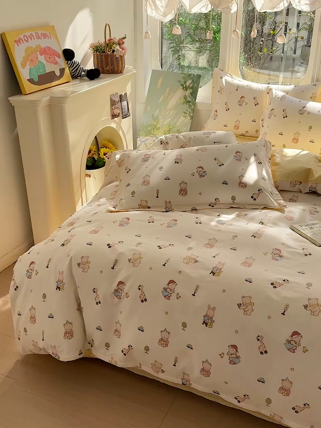 91家纺网 家纺一手货源 找家纺 恩泽家纺 2026春夏新款全棉纯棉12868印花四件套（提供买家秀，预留缩水率） 小萌物