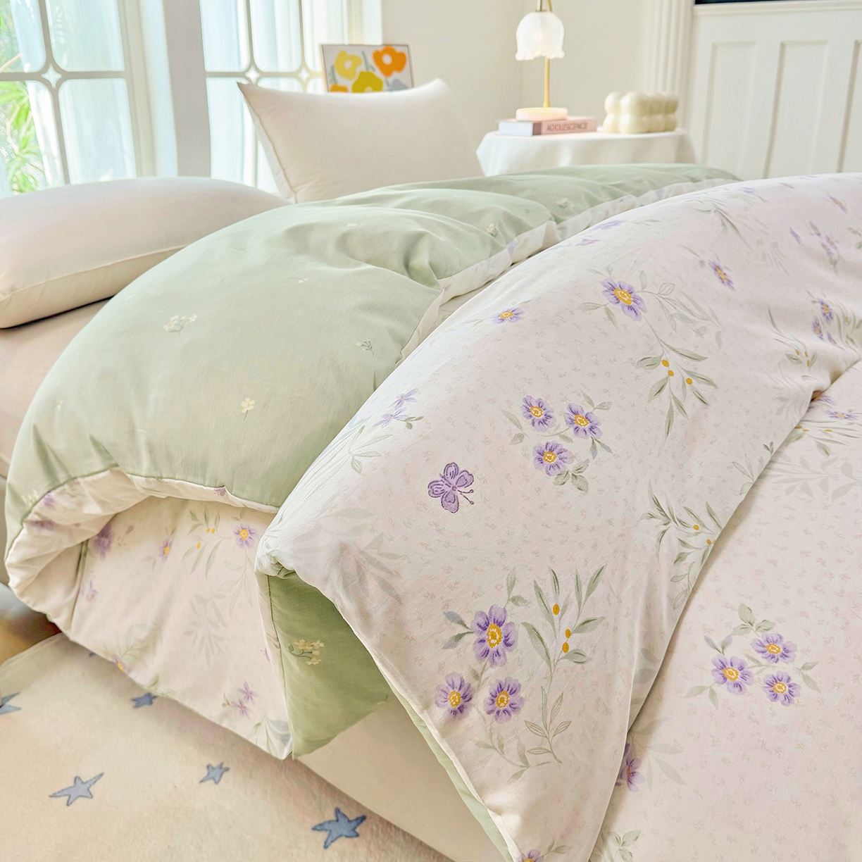 91家纺网 家纺一手货源 找家纺 安逸家纺 2026新款12868 全棉纯棉床单四件套学生宿舍纯棉床单款三件套 幽兰花梦