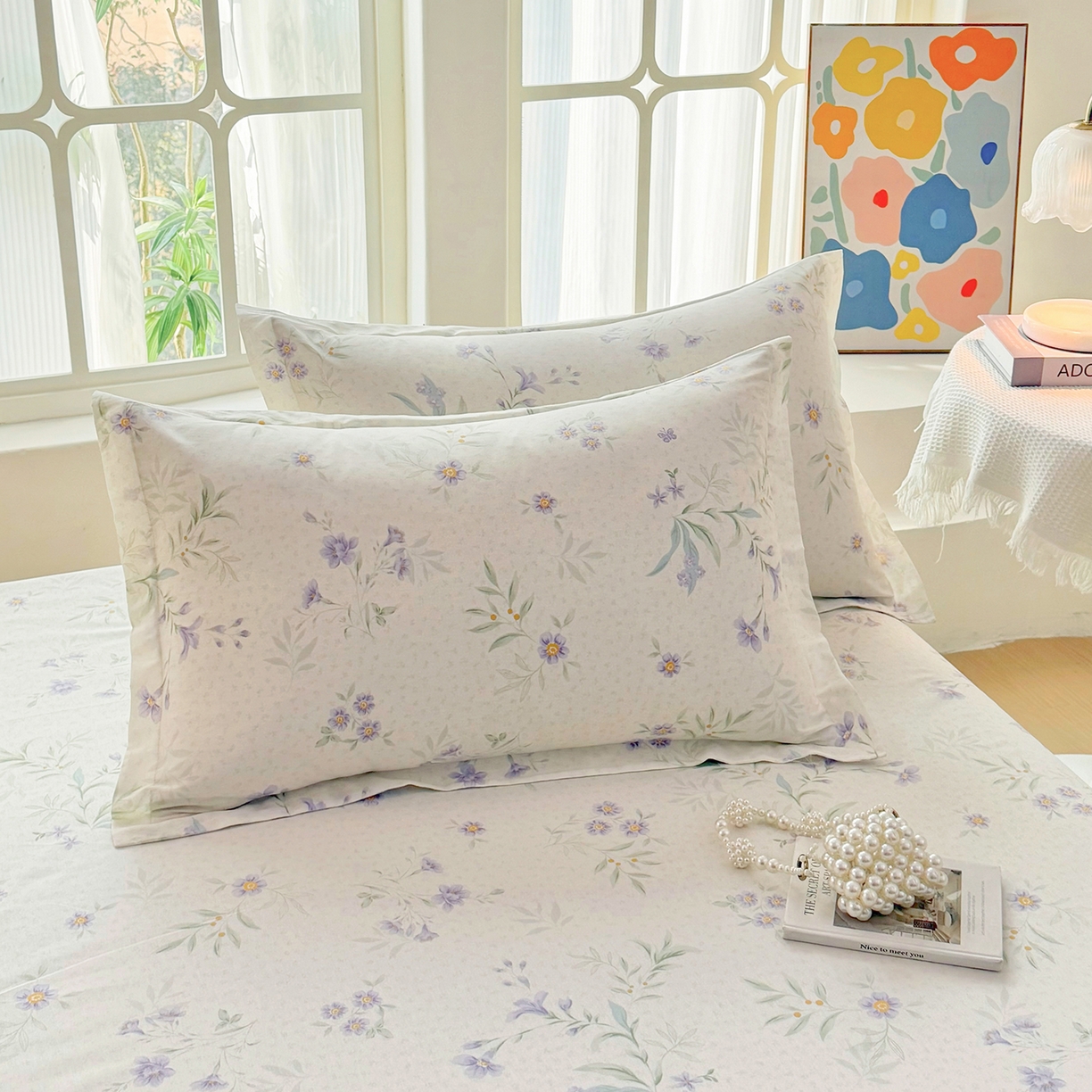 91家纺网 家纺一手货源 找家纺 安逸家纺 2026新款12868 全棉纯棉床单四件套学生宿舍纯棉床单款三件套 幽兰花梦