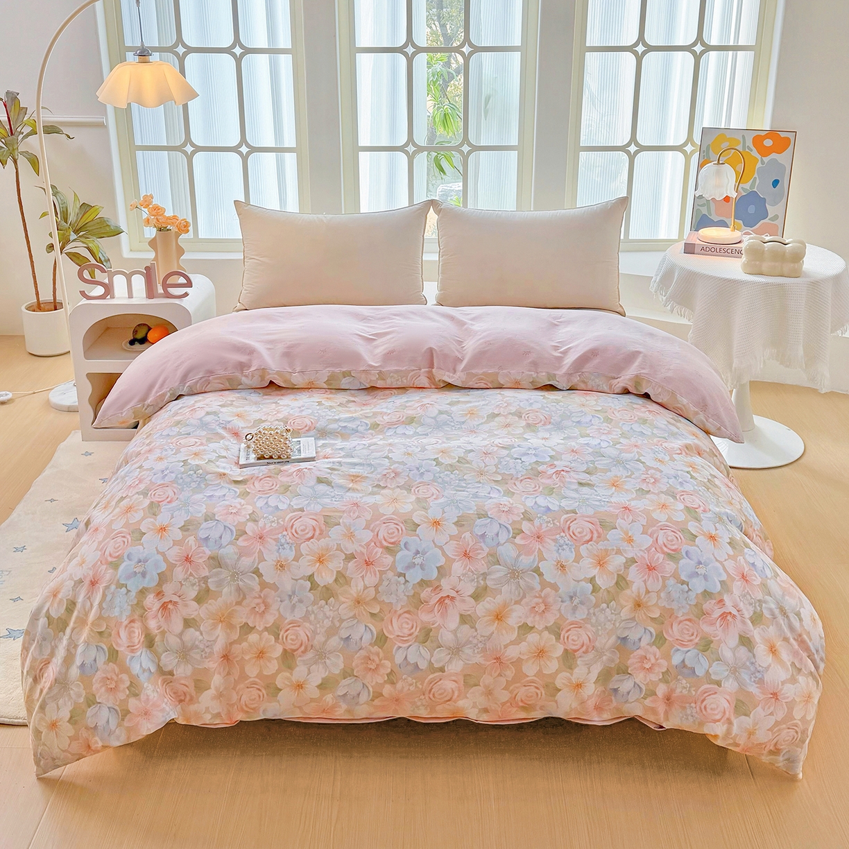 91家纺网 家纺一手货源 找家纺 安逸家纺 2026新款12868 全棉纯棉床单四件套学生宿舍纯棉床单款三件套 釉色浮光