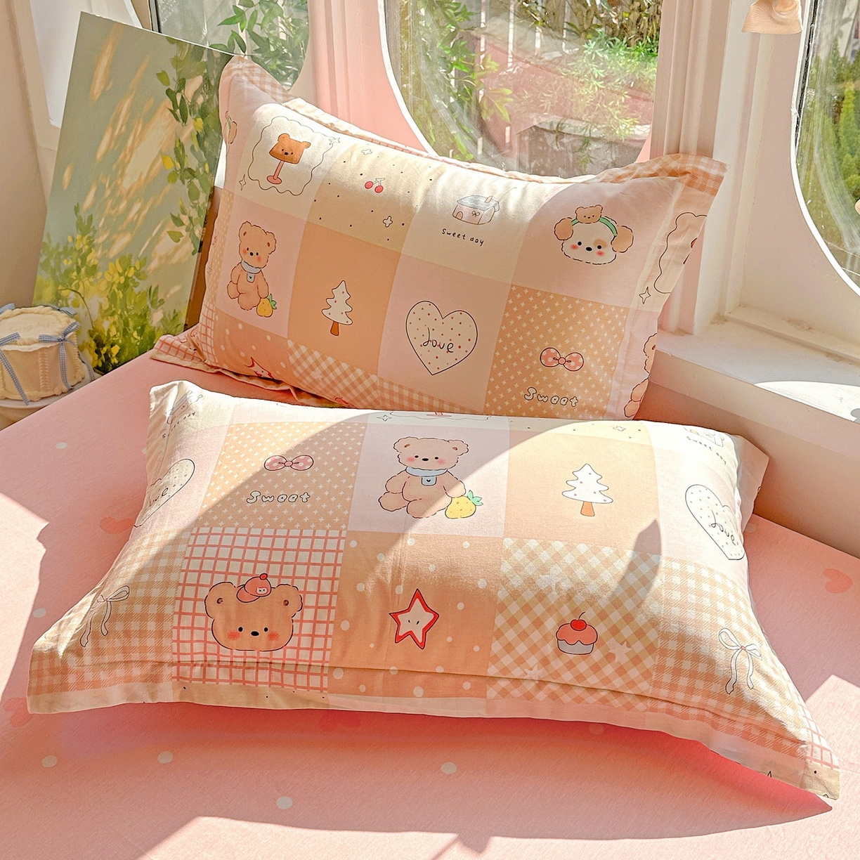 91家纺网 家纺一手货源 找家纺 恩泽家纺 2026春夏新款全棉纯棉12868印花四件套（提供买家秀，预留缩水率） 小熊布丁