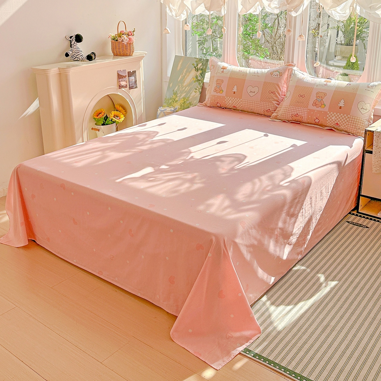 91家纺网 家纺一手货源 找家纺 恩泽家纺 2026春夏新款全棉纯棉12868印花四件套（提供买家秀，预留缩水率） 小熊布丁