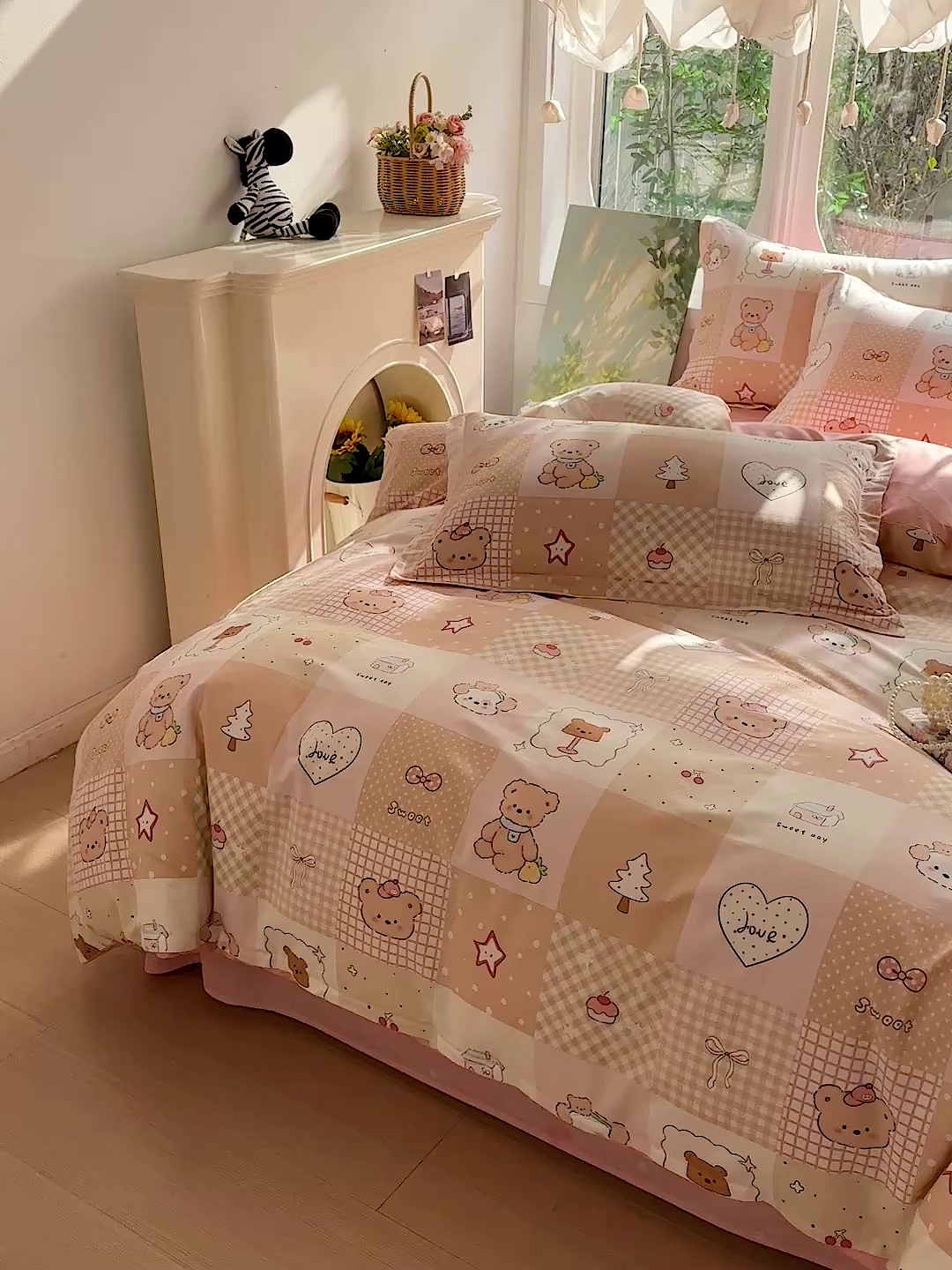 91家纺网 家纺一手货源 找家纺 恩泽家纺 2026春夏新款全棉纯棉12868印花四件套（提供买家秀，预留缩水率） 小熊布丁