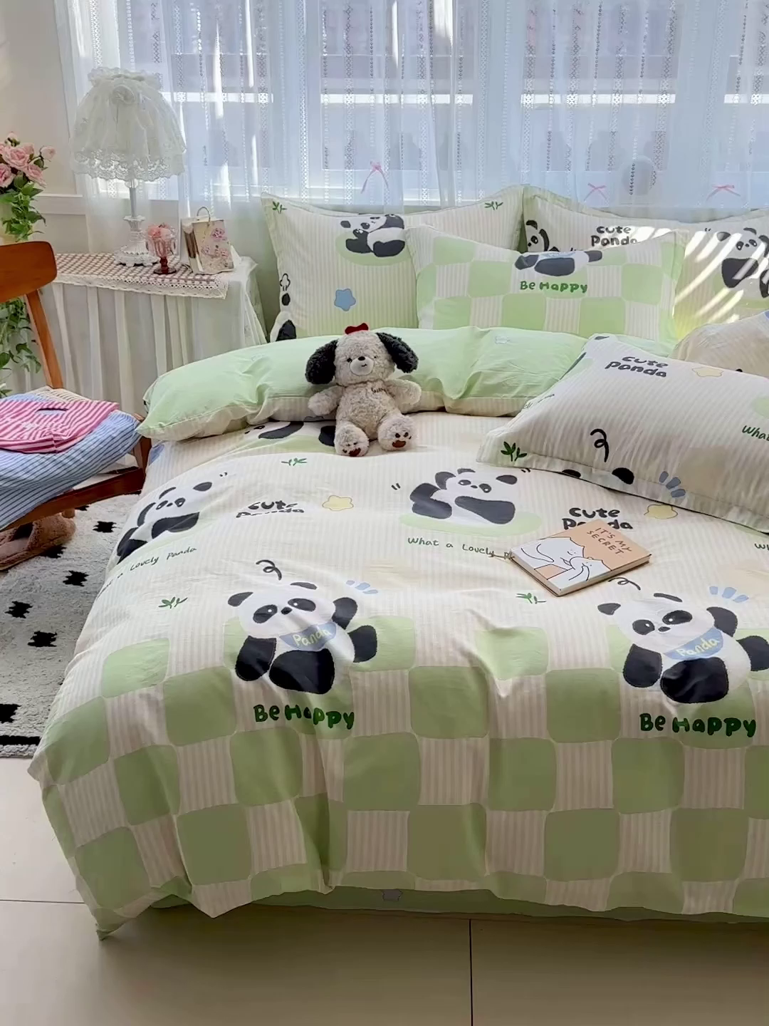 91家纺网 家纺一手货源 找家纺 恩泽家纺 2026春夏新款全棉纯棉12868印花四件套（提供买家秀，预留缩水率） 小熊猫