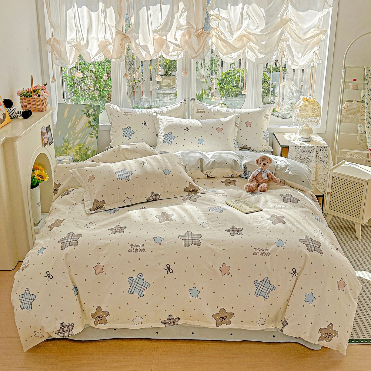 91家纺网 家纺一手货源 找家纺 恩泽家纺 2026春夏新款全棉纯棉12868印花四件套（提供买家秀，预留缩水率） 星动情节