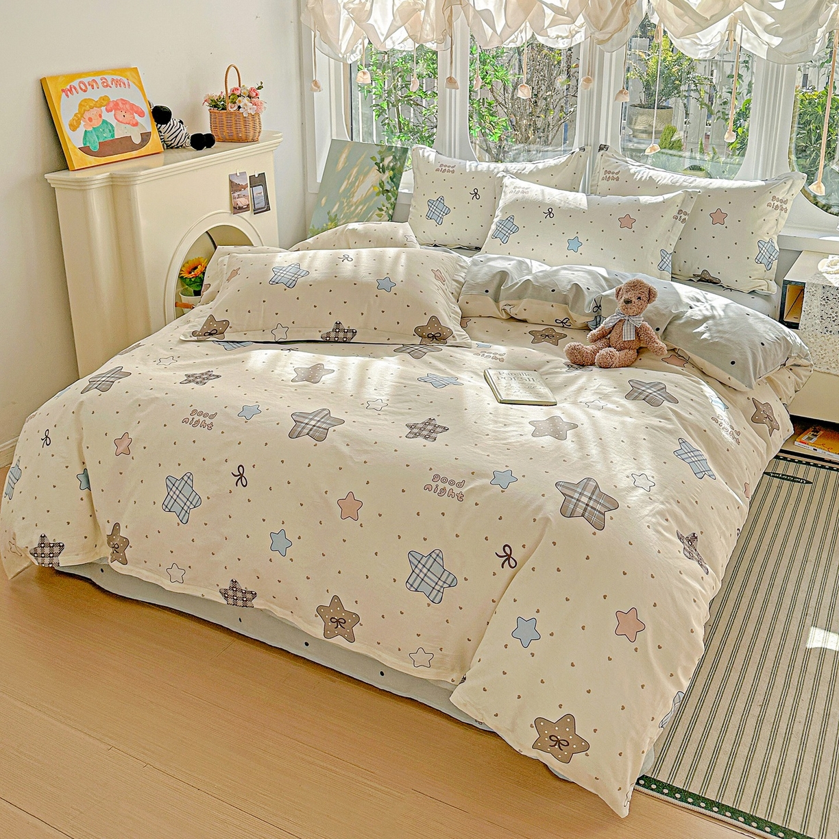 91家纺网 家纺一手货源 找家纺 恩泽家纺 2026春夏新款全棉纯棉12868印花四件套（提供买家秀，预留缩水率） 星动情节