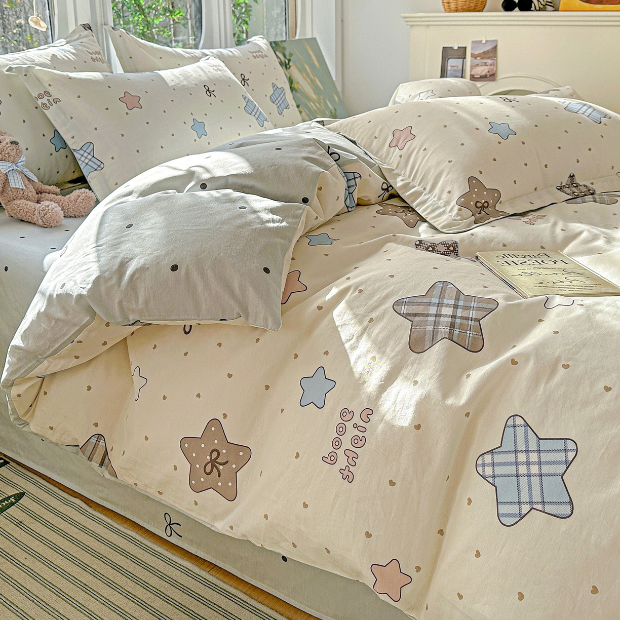 91家纺网 家纺一手货源 找家纺 恩泽家纺 2026春夏新款全棉纯棉12868印花四件套（提供买家秀，预留缩水率） 星动情节