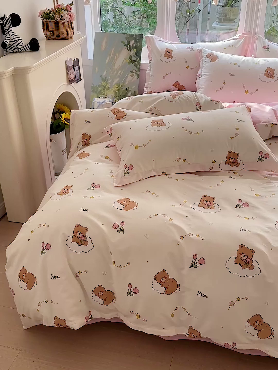 91家纺网 家纺一手货源 找家纺 恩泽家纺 2026春夏新款全棉纯棉12868印花四件套（提供买家秀，预留缩水率） 星梦童话