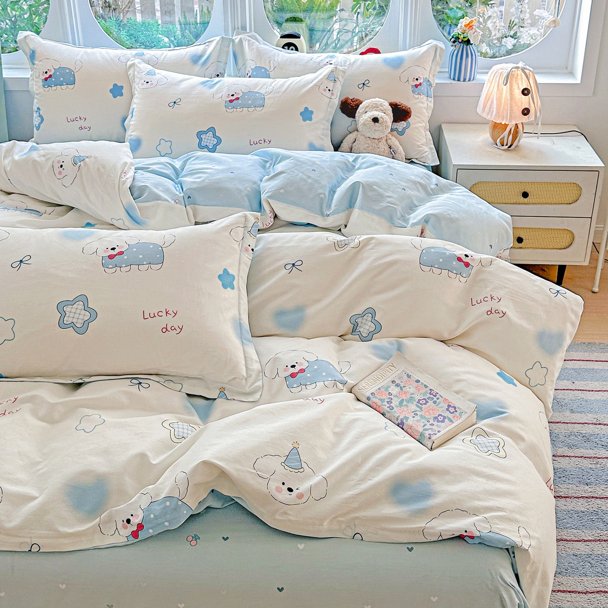 恩泽家纺 2026春夏新款全棉纯棉12868印花四件套（提供买家秀，预留缩水率） 星愿萌犬
