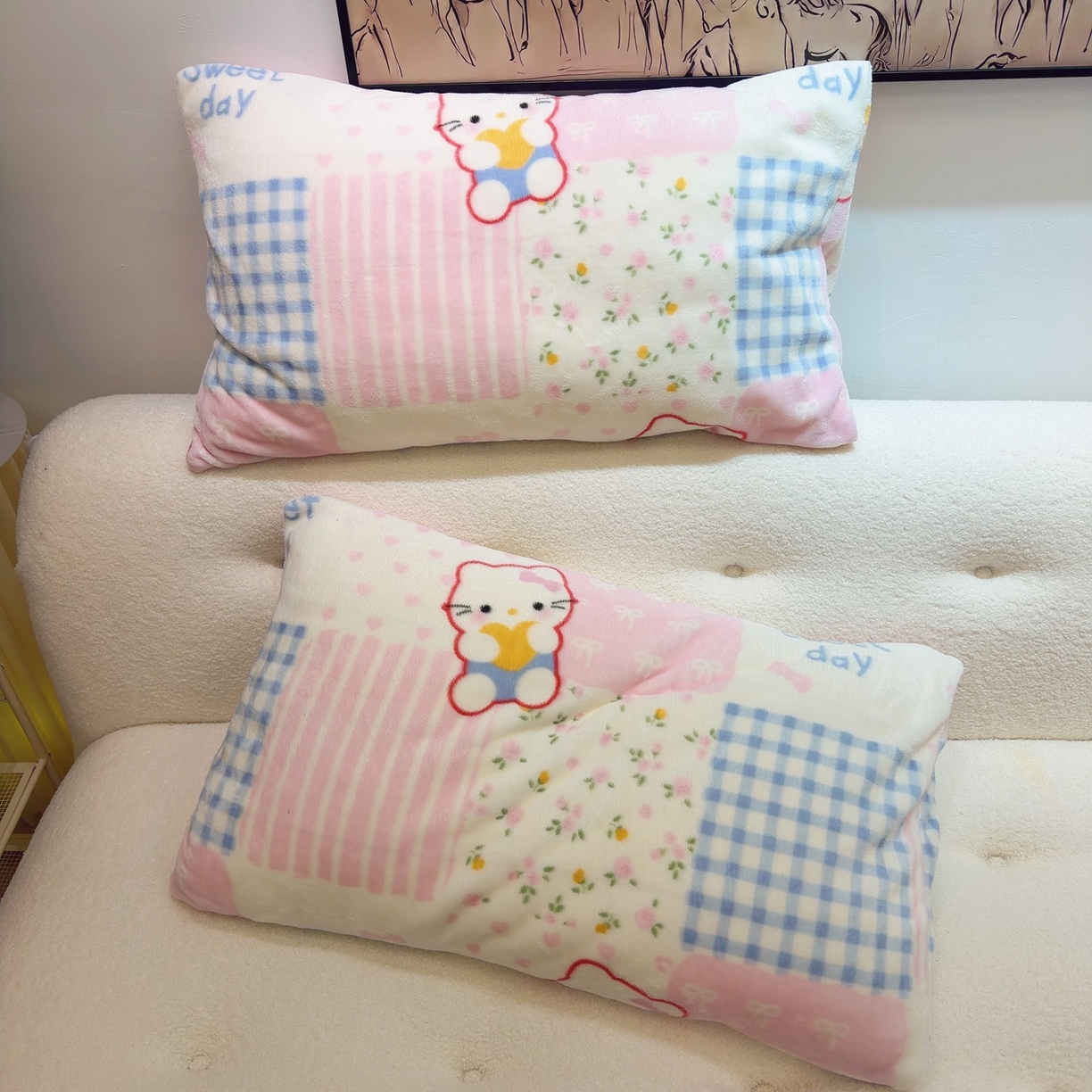 91家纺网 家纺一手货源 找家纺 润缦 2026新款卡通单枕套 少女心喵喵
