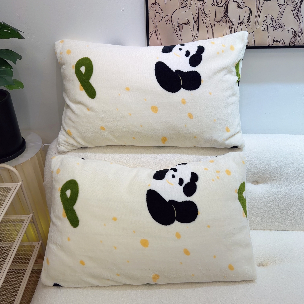 91家纺网 家纺一手货源 找家纺 润缦 2026新款卡通单枕套 小熊猫