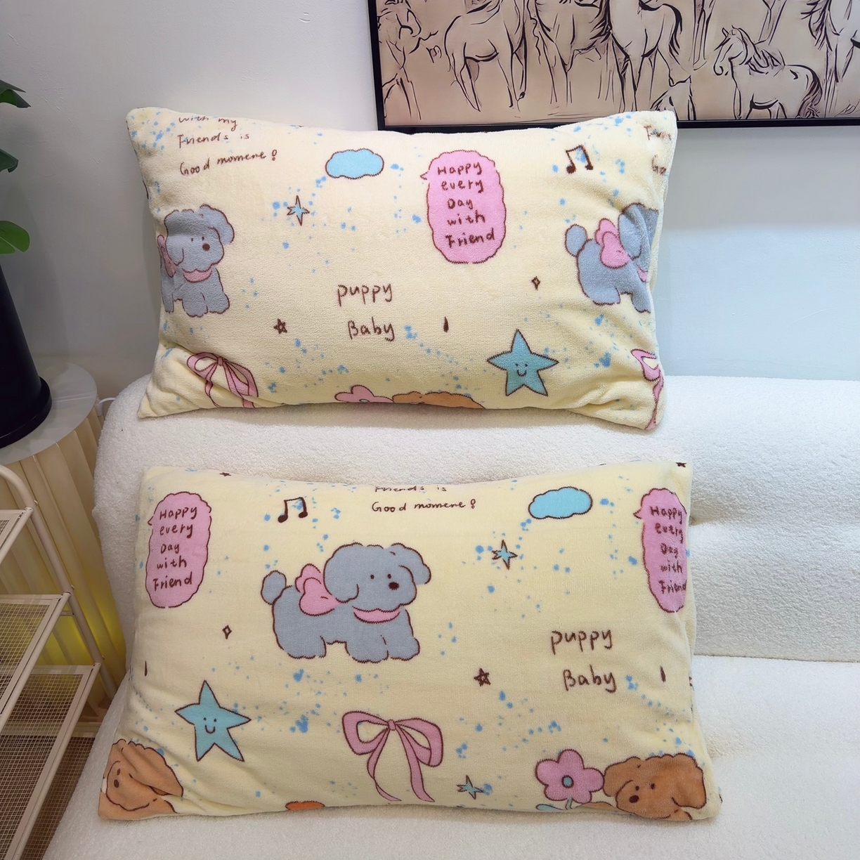 润缦 2026新款卡通单枕套 猫狗日记