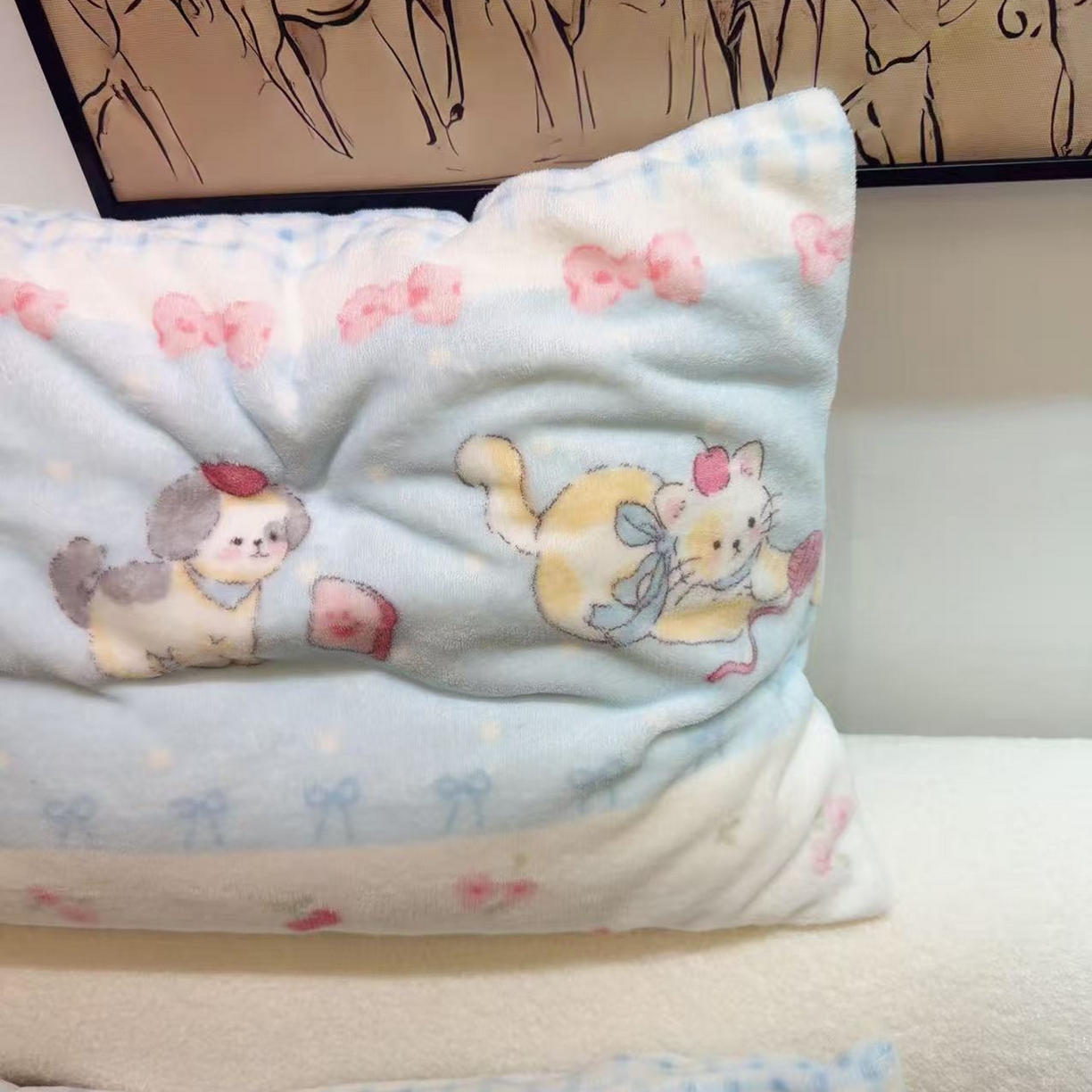 91家纺网 家纺一手货源 找家纺 润缦 2026新款卡通单枕套 泡芙小萌喵