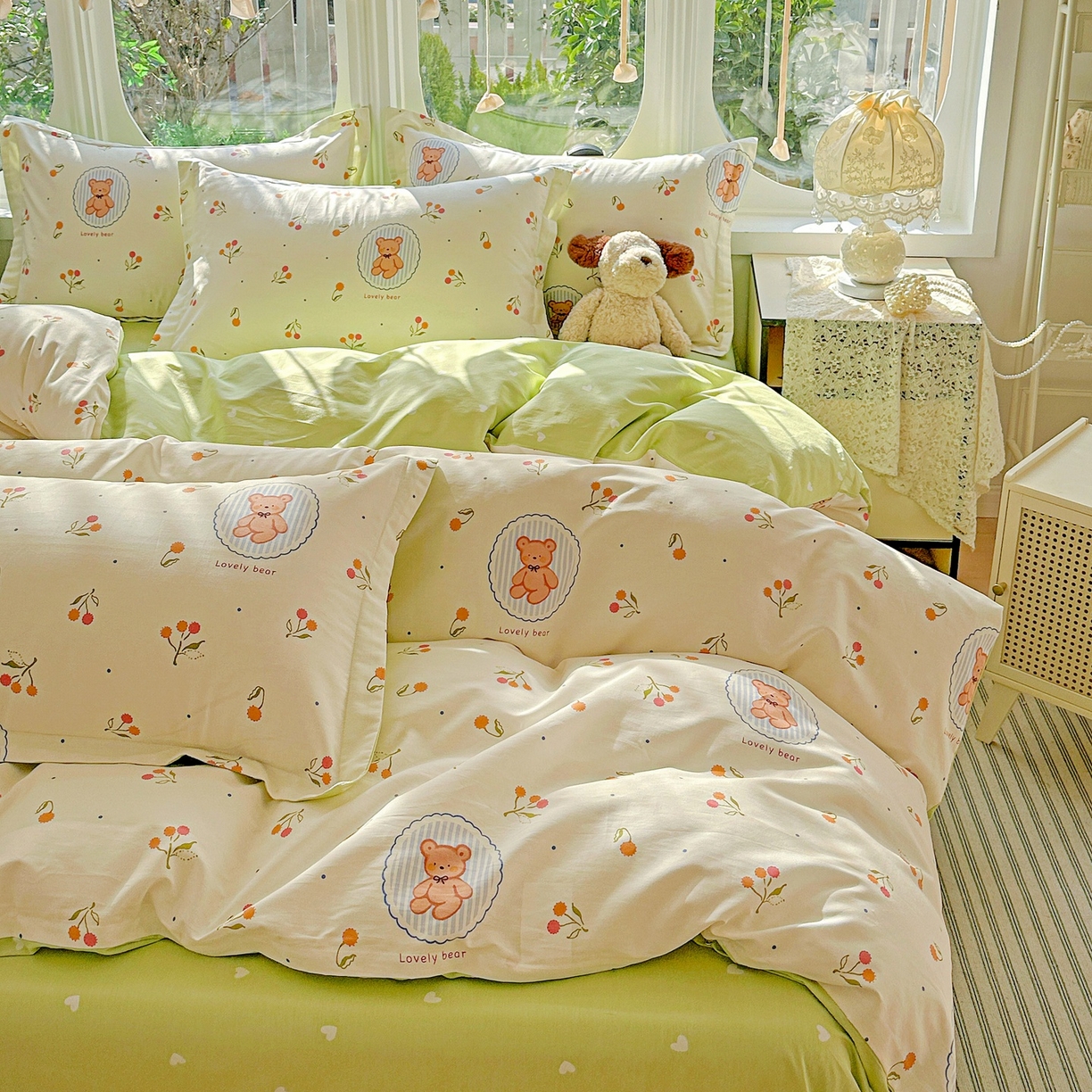 恩泽家纺 2026春夏新款全棉纯棉12868印花四件套（提供买家秀，预留缩水率） 樱桃小熊