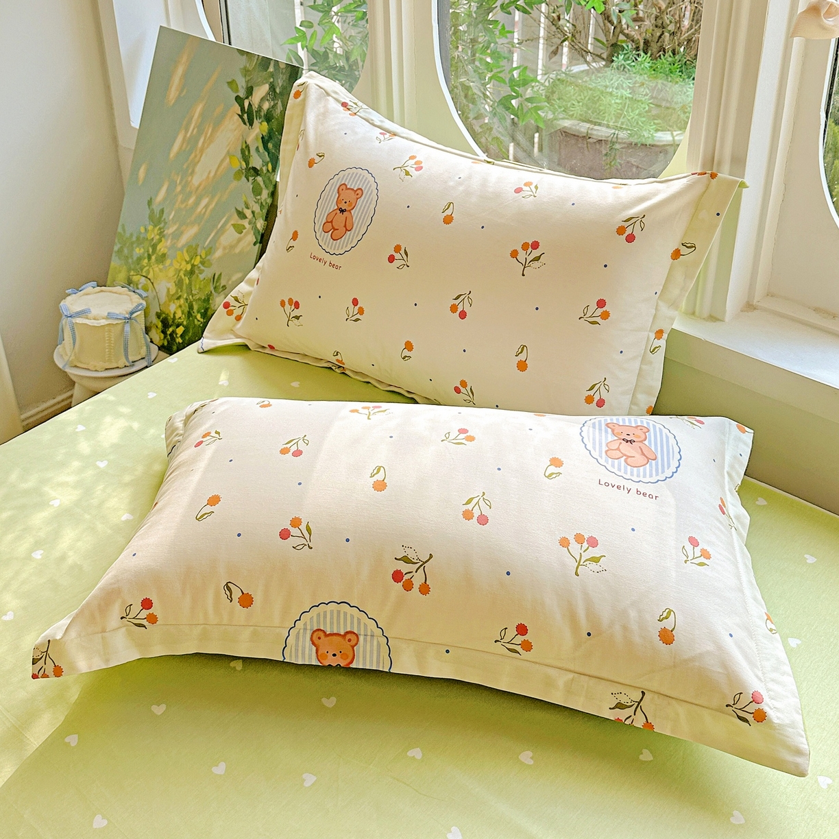 91家纺网 家纺一手货源 找家纺 恩泽家纺 2026春夏新款全棉纯棉12868印花四件套（提供买家秀，预留缩水率） 樱桃小熊