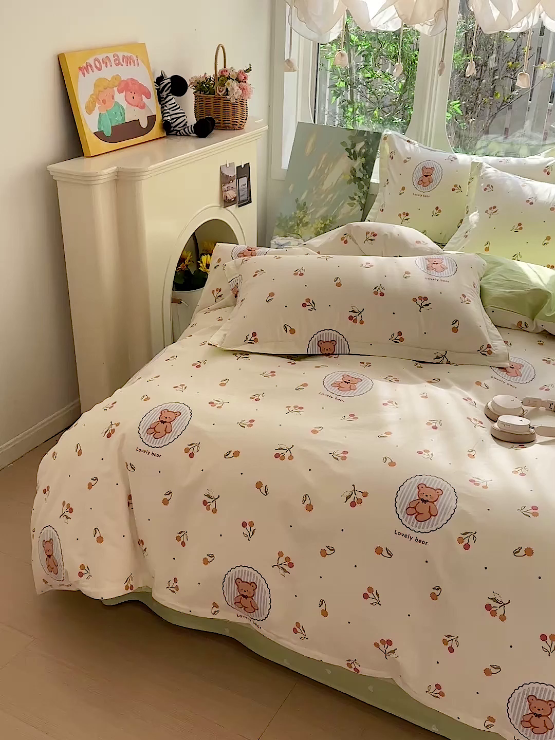 91家纺网 家纺一手货源 找家纺 恩泽家纺 2026春夏新款全棉纯棉12868印花四件套（提供买家秀，预留缩水率） 樱桃小熊