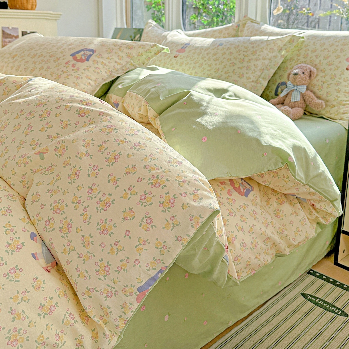 91家纺网 家纺一手货源 找家纺 恩泽家纺 2026春夏新款全棉纯棉12868印花四件套（提供买家秀，预留缩水率） 宅宅女孩