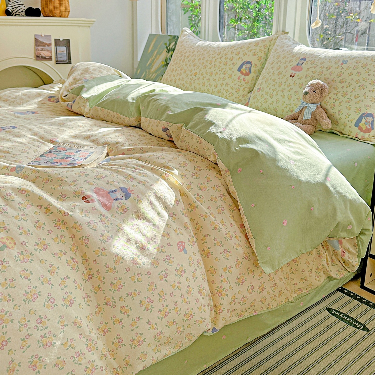 91家纺网 家纺一手货源 找家纺 恩泽家纺 2026春夏新款全棉纯棉12868印花四件套（提供买家秀，预留缩水率） 宅宅女孩