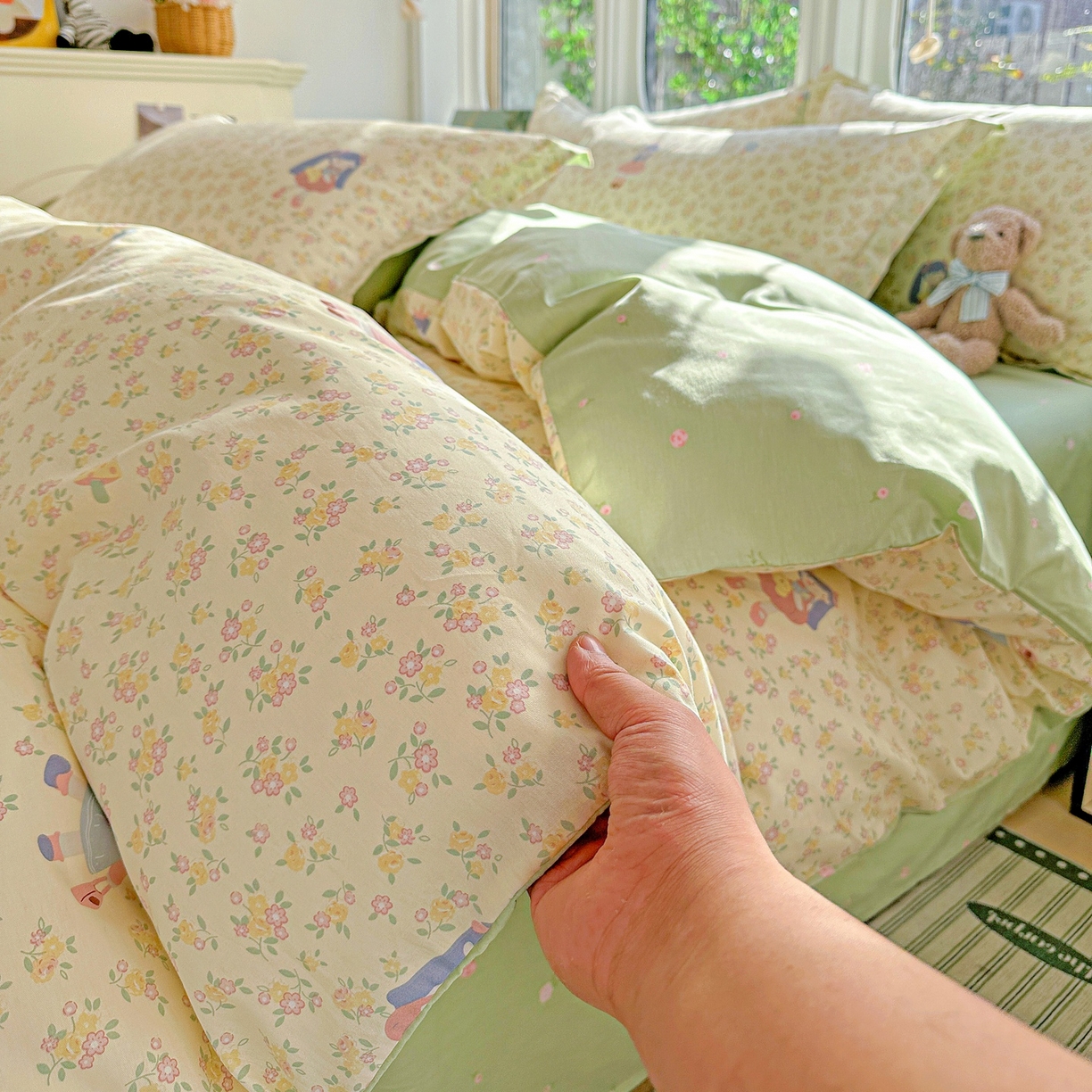 91家纺网 家纺一手货源 找家纺 恩泽家纺 2026春夏新款全棉纯棉12868印花四件套（提供买家秀，预留缩水率） 宅宅女孩