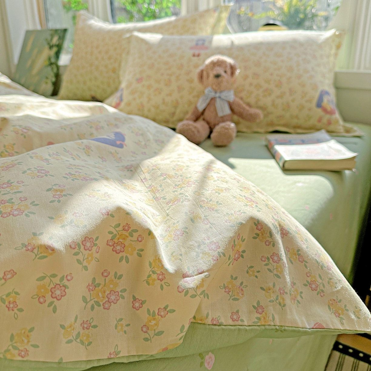 91家纺网 家纺一手货源 找家纺 恩泽家纺 2026春夏新款全棉纯棉12868印花四件套（提供买家秀，预留缩水率） 宅宅女孩