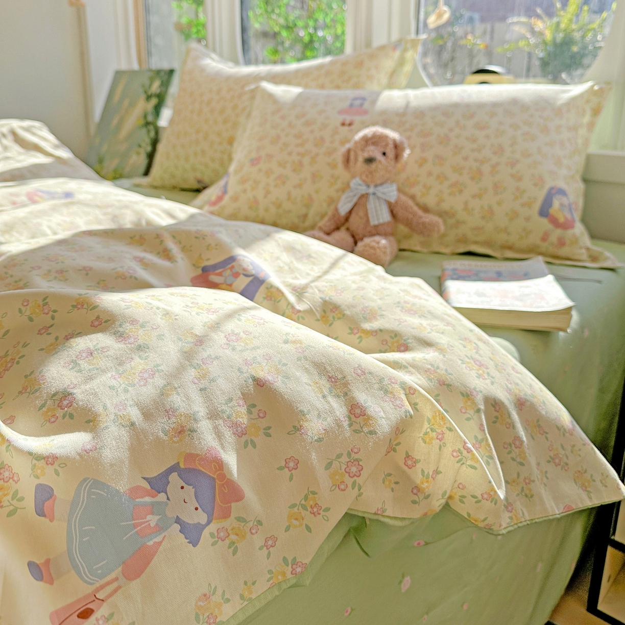 91家纺网 家纺一手货源 找家纺 恩泽家纺 2026春夏新款全棉纯棉12868印花四件套（提供买家秀，预留缩水率） 宅宅女孩