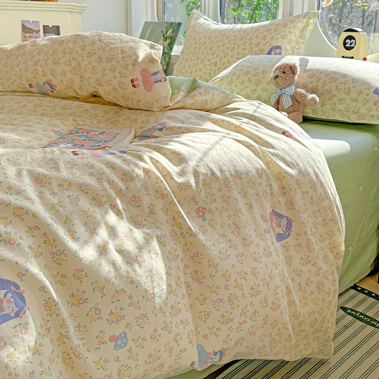 91家纺网 家纺一手货源 找家纺 恩泽家纺 2026春夏新款全棉纯棉12868印花四件套（提供买家秀，预留缩水率） 宅宅女孩