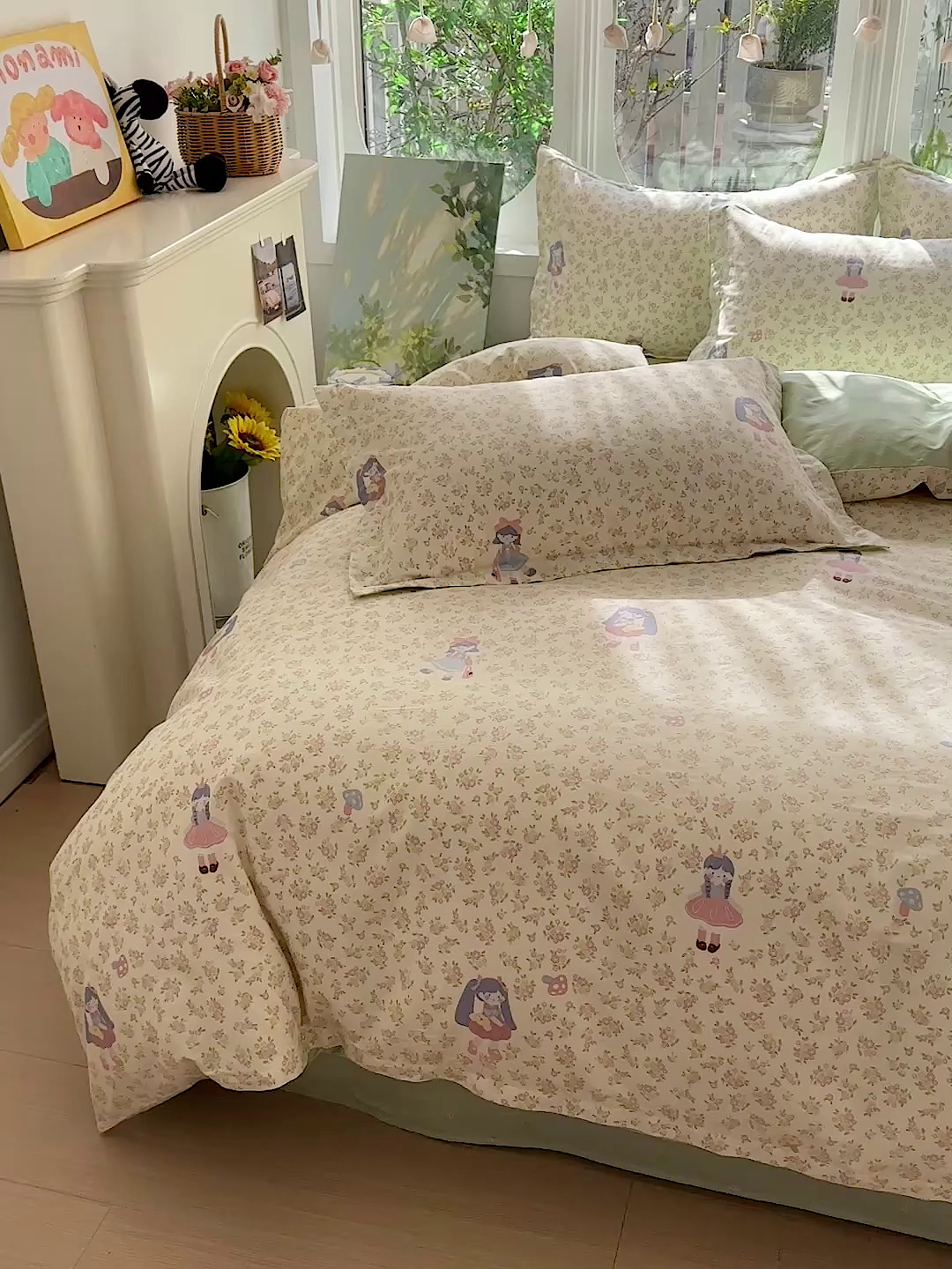 91家纺网 家纺一手货源 找家纺 恩泽家纺 2026春夏新款全棉纯棉12868印花四件套（提供买家秀，预留缩水率） 宅宅女孩