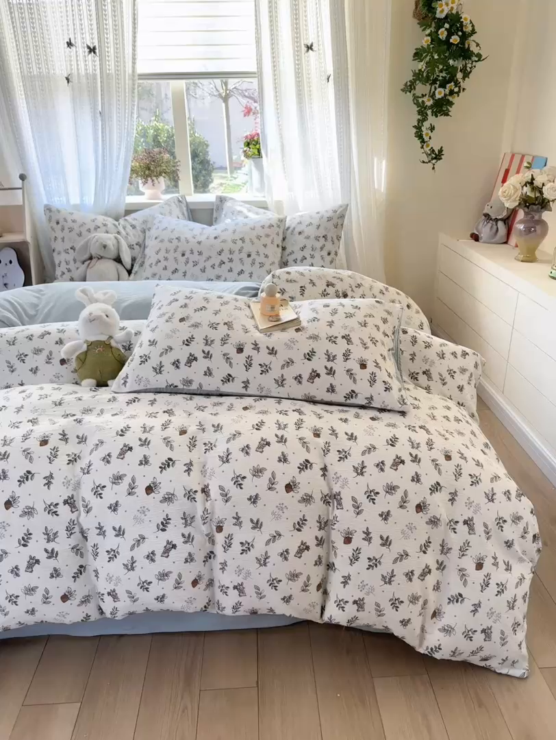 91家纺网 家纺一手货源 找家纺 （总）丽美人家纺 2026新款A类皱皱纱双层印花四件套