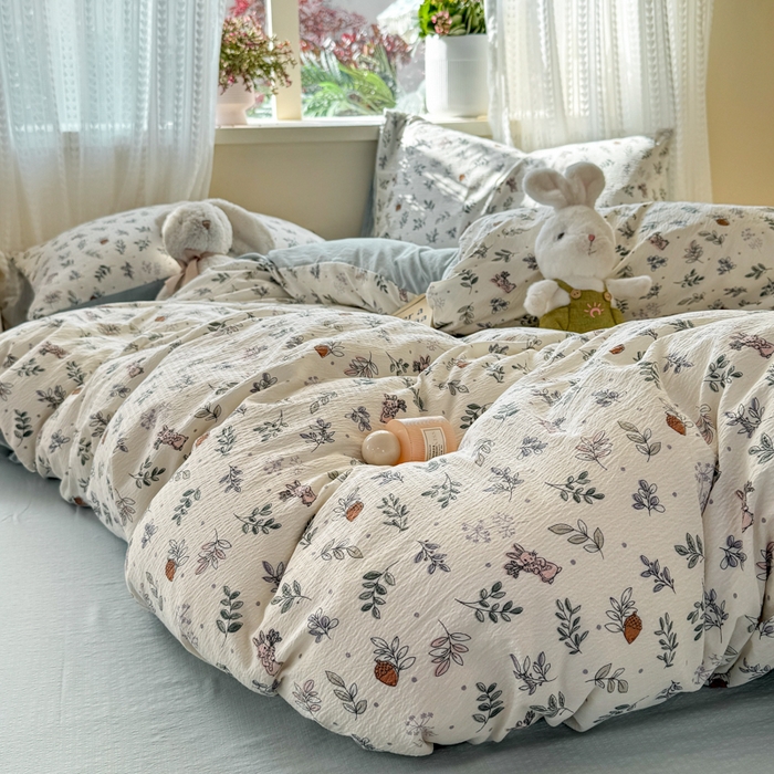 91家纺网 家纺一手货源 找家纺 （总）丽美人家纺 2026新款A类皱皱纱双层印花四件套