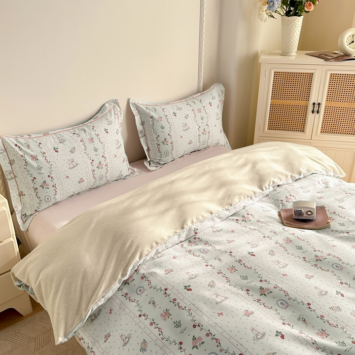 91家纺网 家纺一手货源 找家纺 凌鼎  2026新款混纺加厚磨毛四件套 点点心动