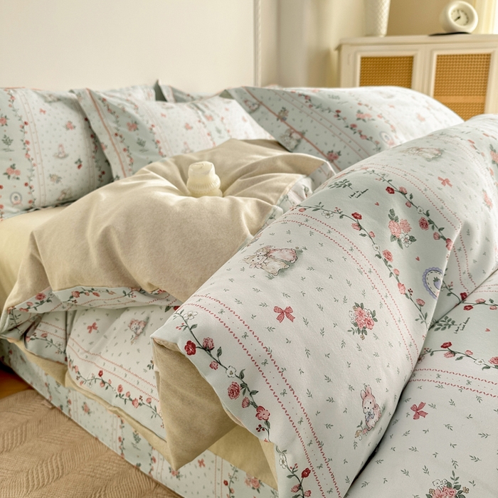 91家纺网 家纺一手货源 找家纺 凌鼎  2026新款混纺加厚磨毛四件套 点点心动