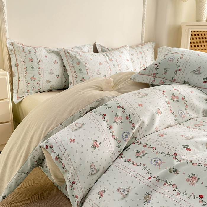 91家纺网 家纺一手货源 找家纺 凌鼎  2026新款混纺加厚磨毛四件套 点点心动