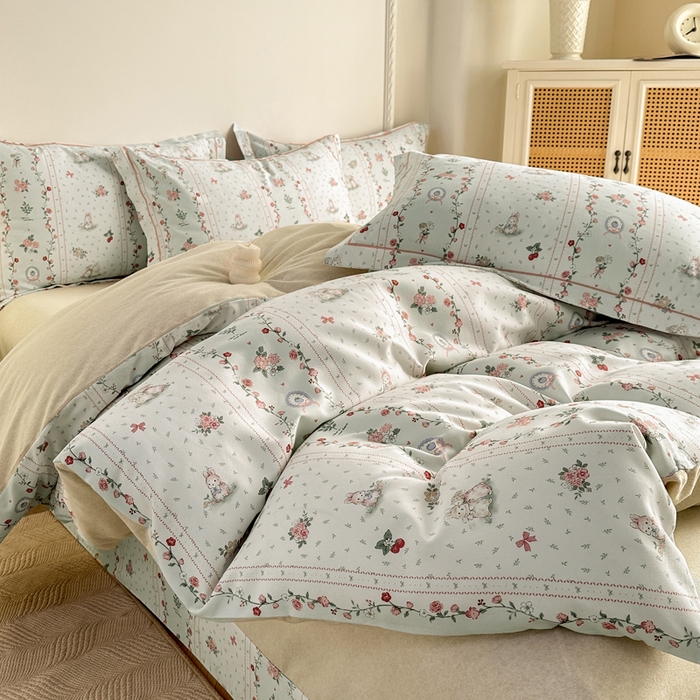 91家纺网 家纺一手货源 找家纺 凌鼎  2026新款混纺加厚磨毛四件套 点点心动