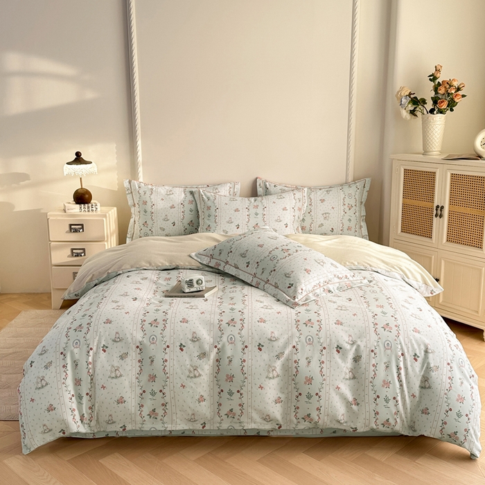 91家纺网 家纺一手货源 找家纺 凌鼎  2026新款混纺加厚磨毛四件套 点点心动