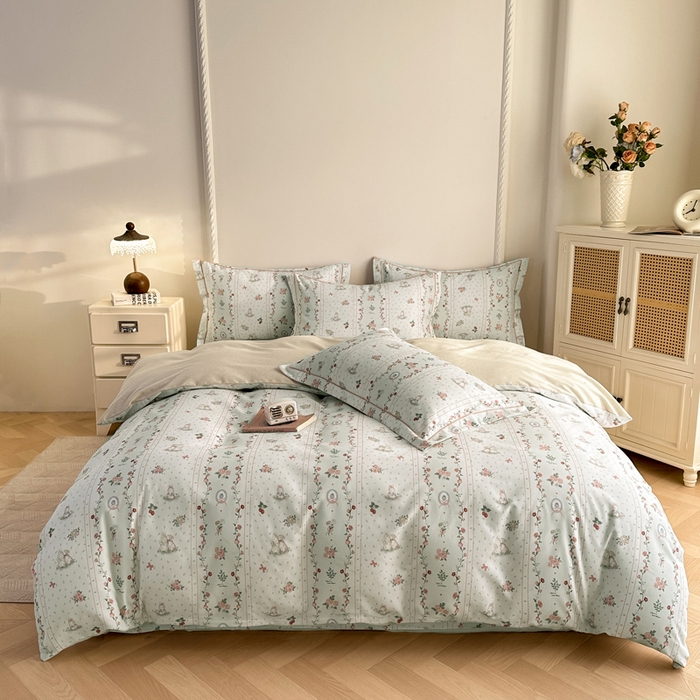 91家纺网 家纺一手货源 找家纺 凌鼎  2026新款混纺加厚磨毛四件套 点点心动