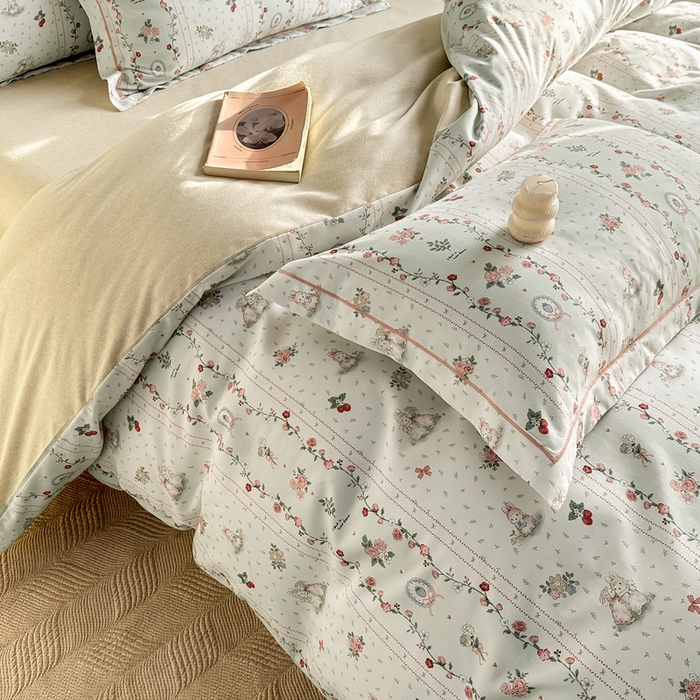 91家纺网 家纺一手货源 找家纺 凌鼎  2026新款混纺加厚磨毛四件套 点点心动