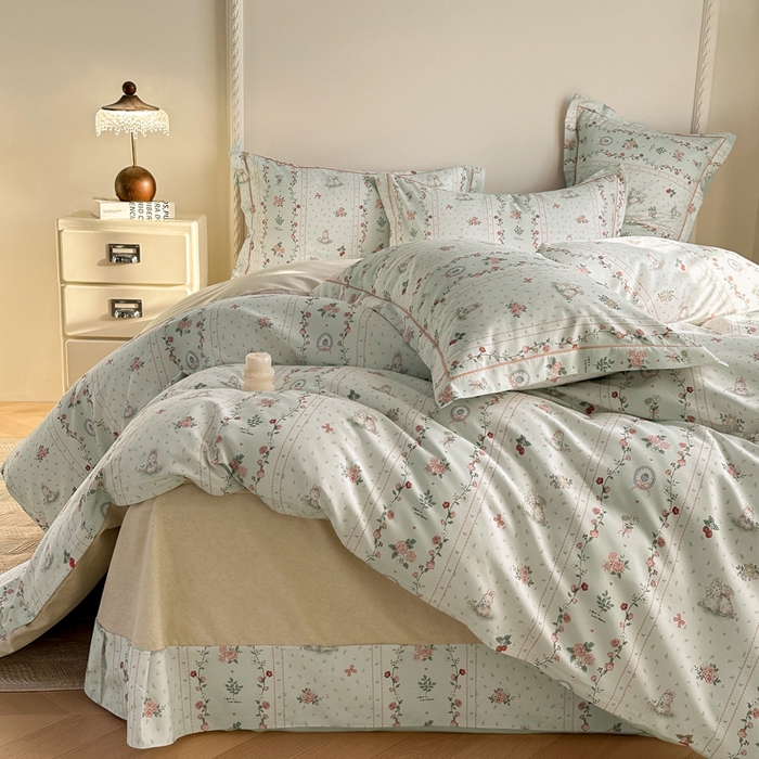 91家纺网 家纺一手货源 找家纺 凌鼎  2026新款混纺加厚磨毛四件套 点点心动