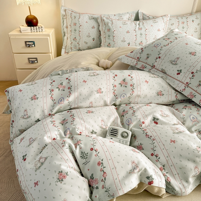 91家纺网 家纺一手货源 找家纺 凌鼎  2026新款混纺加厚磨毛四件套 点点心动