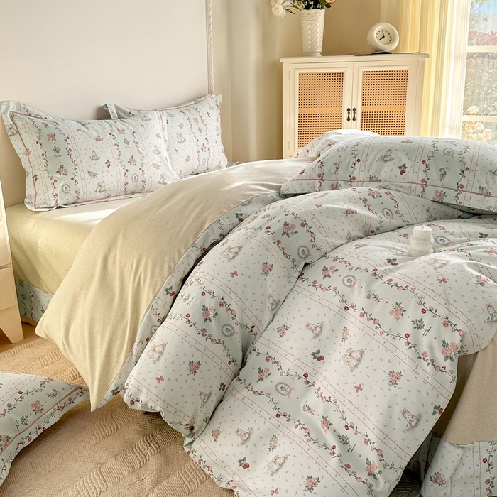 91家纺网 家纺一手货源 找家纺 凌鼎  2026新款混纺加厚磨毛四件套 点点心动