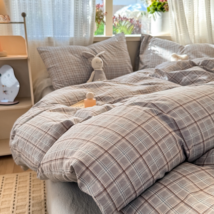 91家纺网 家纺一手货源 找家纺 丽美人家纺 2026新款A类皱皱纱双层印花四件套 布兰卡