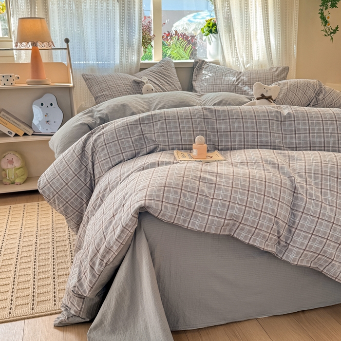 91家纺网 家纺一手货源 找家纺 丽美人家纺 2026新款A类皱皱纱双层印花四件套 布兰卡