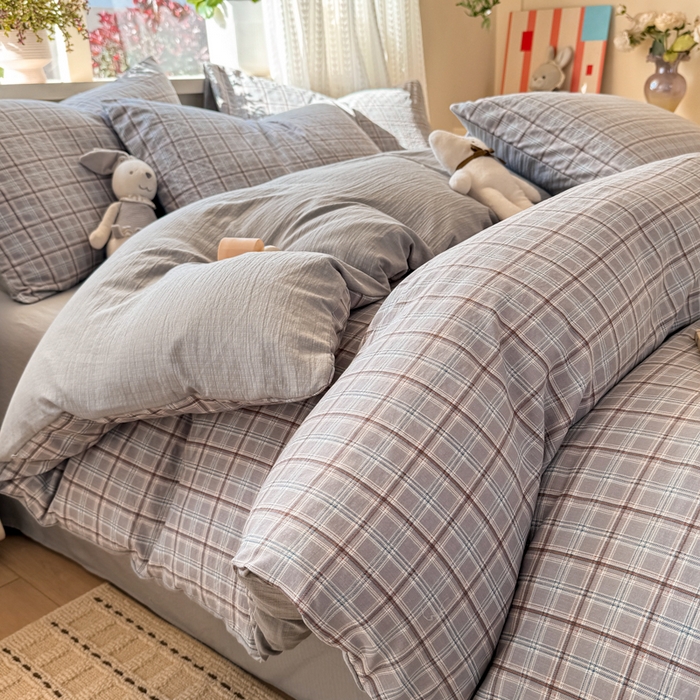 91家纺网 家纺一手货源 找家纺 丽美人家纺 2026新款A类皱皱纱双层印花四件套 布兰卡