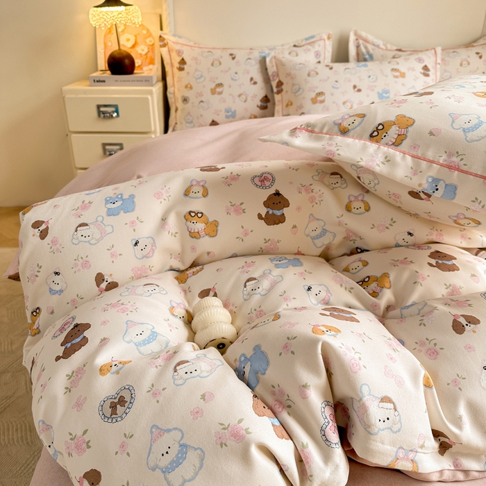 91家纺网 家纺一手货源 找家纺 凌鼎  2026新款混纺加厚磨毛四件套 多啦