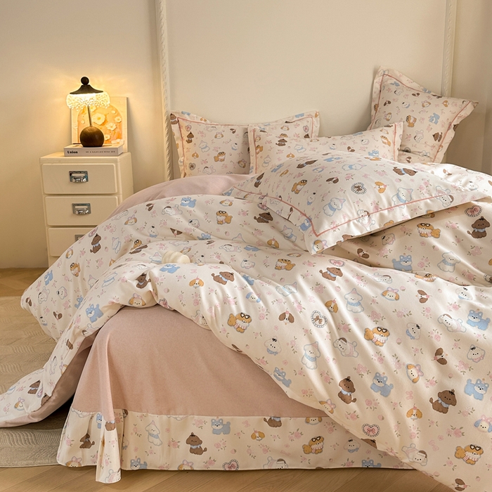 91家纺网 家纺一手货源 找家纺 凌鼎  2026新款混纺加厚磨毛四件套 多啦