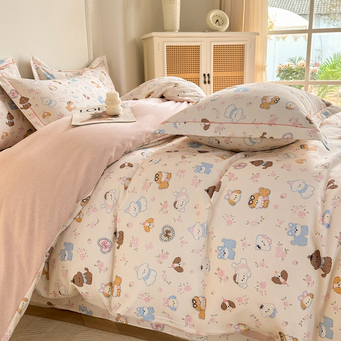 91家纺网 家纺一手货源 找家纺 凌鼎  2026新款混纺加厚磨毛四件套 多啦