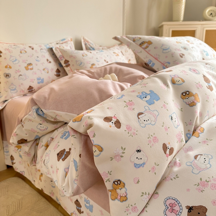 91家纺网 家纺一手货源 找家纺 凌鼎  2026新款混纺加厚磨毛四件套 多啦