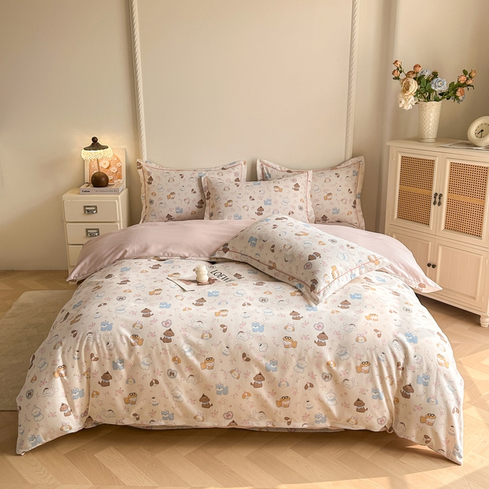 91家纺网 家纺一手货源 找家纺 凌鼎  2026新款混纺加厚磨毛四件套 多啦